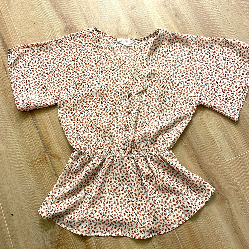 Sienna Sky White Short Sleeve Floral Blouse Top
